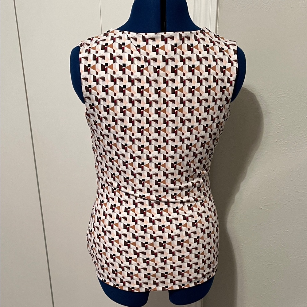 White House Black Market Multicolor Geometric Diamond Neck Top Ladies Size M - Picture 3 of 16